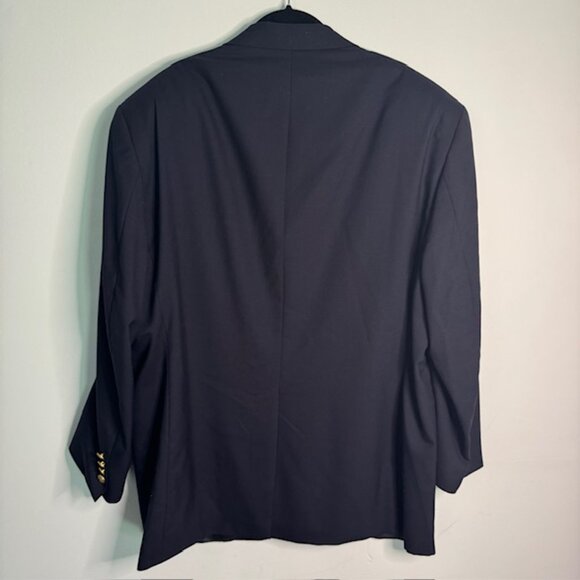 Chaps Ralph Lauren Wool Navy Blue / Gold Button Blazer Size 46R - Picture 2 of 5